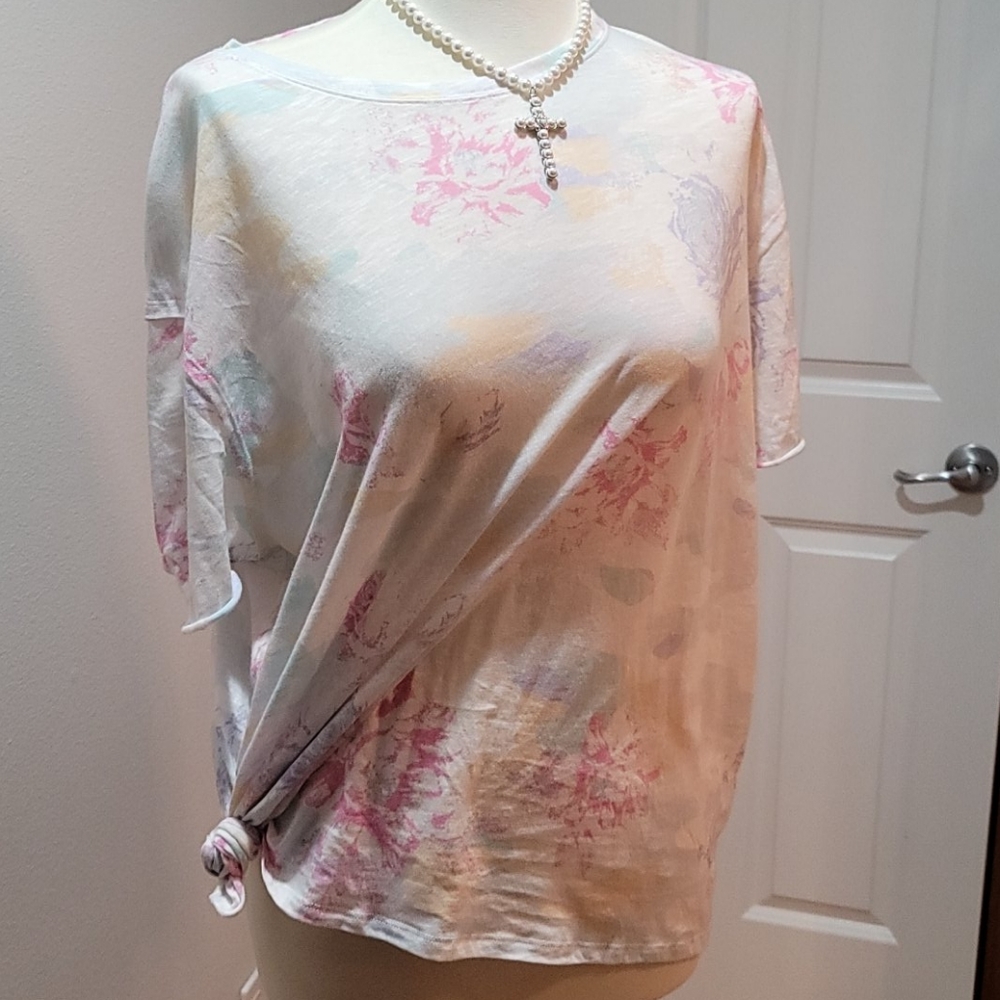 WE THE FREE TIE DYE FREE PEOPLE FLORAL T SHIRT SHORT SLEEVE OVERSIZED TOP SZ M - Picture 12 of 15
